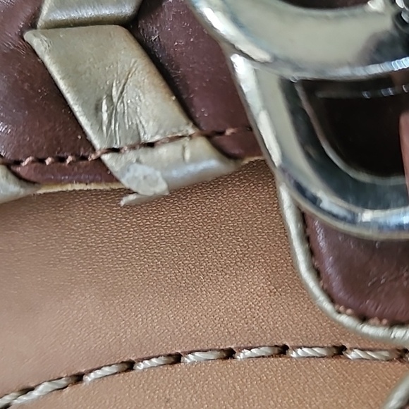 Guess Brown and Gold Braided Sandals with Buckle Accent - Picture 14 of 15